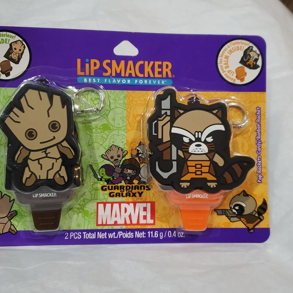 Marvel Guardians of the galaxy 2pack‎ lip smacker lip balm key chain holder new